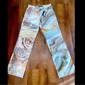 Mixed marble print slouchy boyfriend fit jeans